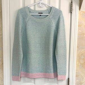 Talbots Light Aqua and Pink Cotton/Linen Blend Long Tunic Sweater. EUC
